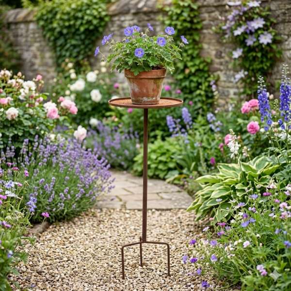 Steckbarer Gartentisch in rustikaler Rostoptik